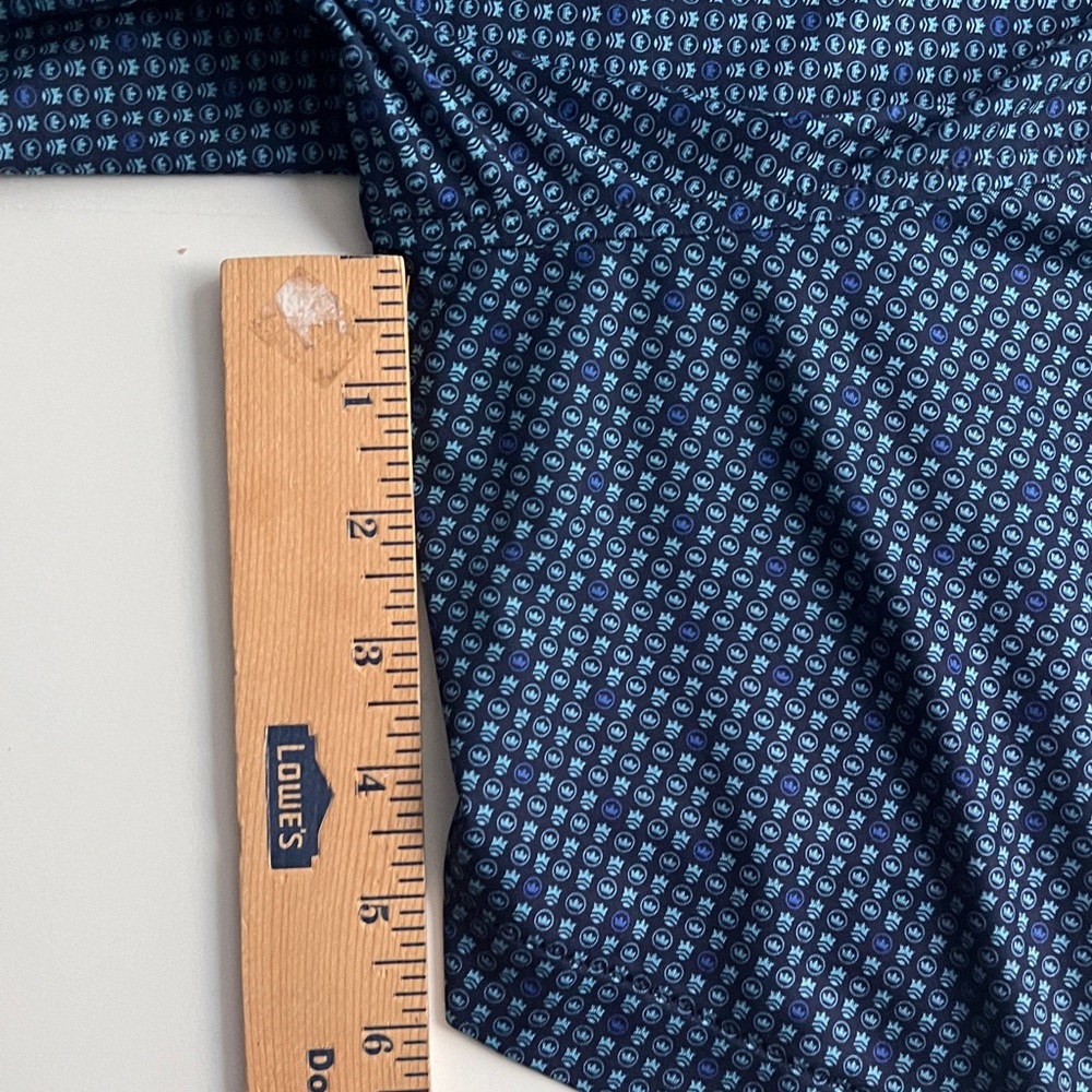 Peter Millar Summer Comfort Mens Size XL Golf Polo Blue All Over Print Crowns - Picture 10 of 11